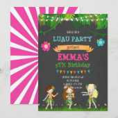 Schattigee Luau verjaardagsfeestje uitnodigen Kaart (Voorkant / Achterkant)