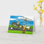 Schattigee luchtmacht piloten en tweedekkers kaart (Gele Bloem)