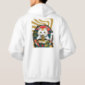 Schattigee Lucky Cat Eten Ramen Bowl Illustratie Hoodie (Achterkant)