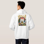 Schattigee Lucky Cat Eten Ramen Bowl Illustratie Hoodie (Achterkant volledig)