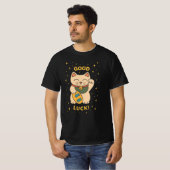 Schattigee Lucky Cat Good Fortune Design T-shirt (Voorkant volledig)