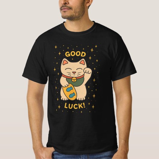 Schattigee Lucky Cat Good Fortune Design T-shirt (Voorkant)