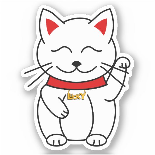Schattigee Lucky Cat Kawaii Stijl Sticker (Voorkant)
