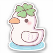 Schattigee Lucky Ducky Four Leaf Clover Sticker (Voorkant)
