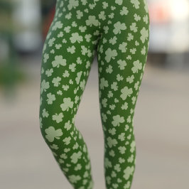 Schattigee Lucky Green Shamrock St Patricks Day Le Leggings