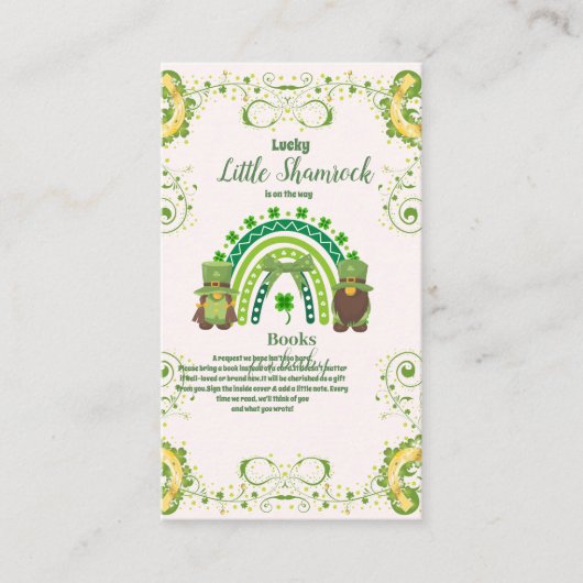 Schattigee Lucky Little Shamrock boeken voor Baby Informatiekaartje (Voorkant)