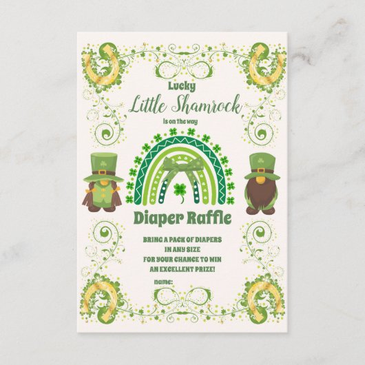 Schattigee Lucky Little Shamrock Diapper Raffle Informatiekaartje (Voorkant)