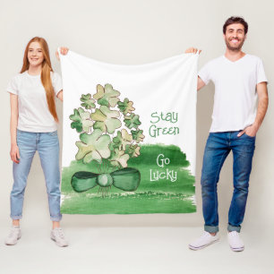Schattigee Lucky Shamrock Clover Waterverf Fleece Deken