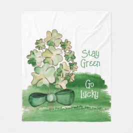 Schattigee Lucky Shamrock Clover Waterverf Fleece Deken