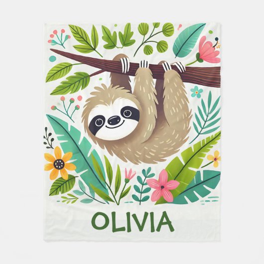 Schattigee luiaard aan boom in Oerwoud Fleece Deken (Voorkant)