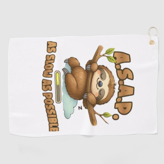 Schattigee luiaard ASAP – zo traag mogelijk Classi Golfhanddoek (Horizontaal)
