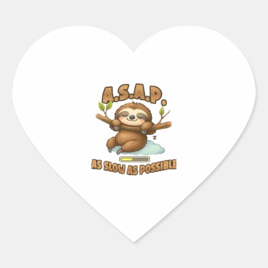 Schattigee luiaard ASAP � zo traag mogelijk Classi Hart Sticker (Voorkant)