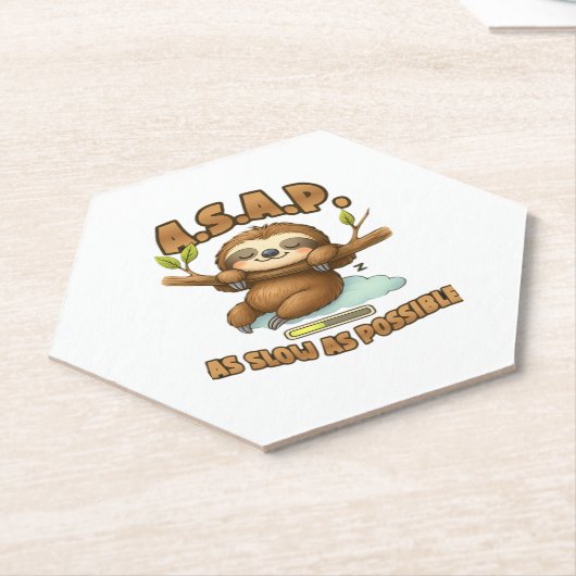 Schattigee luiaard ASAP � zo traag mogelijk Classi Kartonnen Onderzetters (Schuin)