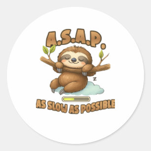 Schattigee luiaard ASAP � zo traag mogelijk Classi Ronde Sticker