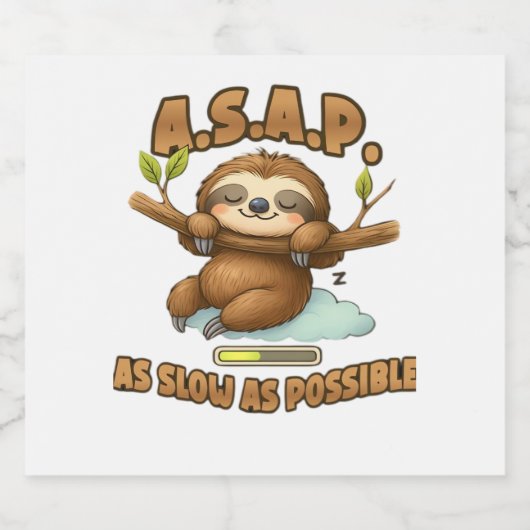 Schattigee luiaard ASAP – zo traag mogelijk Classi Sparkling Wijnetiket (Enkel label)