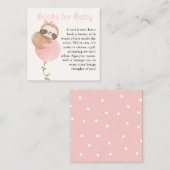 Schattigee Luiaard Baby Meisje Baby shower Boeken  Informatiekaartje (Voorkant / Achterkant)