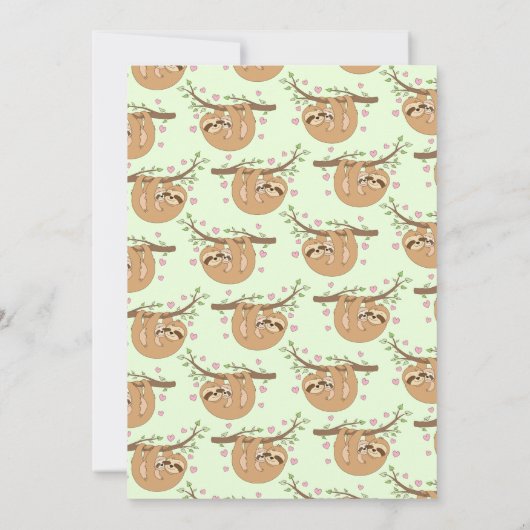 Schattigee Luiaard Baby shower Mama en Baby Kaart (Achterkant)