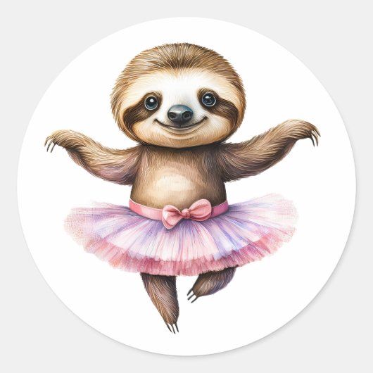 Schattigee luiaard ballerina dansen ballet ronde sticker (Voorkant)