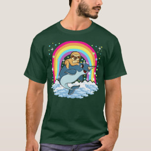 Schattigee luiaard berijden narwal de eenhoorn van t-shirt