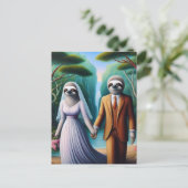 Schattigee luiaard bruid en bruidegom briefkaart (Staand voorkant)