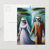 Schattigee luiaard bruid en bruidegom briefkaart (Voorkant / Achterkant)