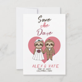 Schattigee Luiaard bruiloft Save the Date Aankondi