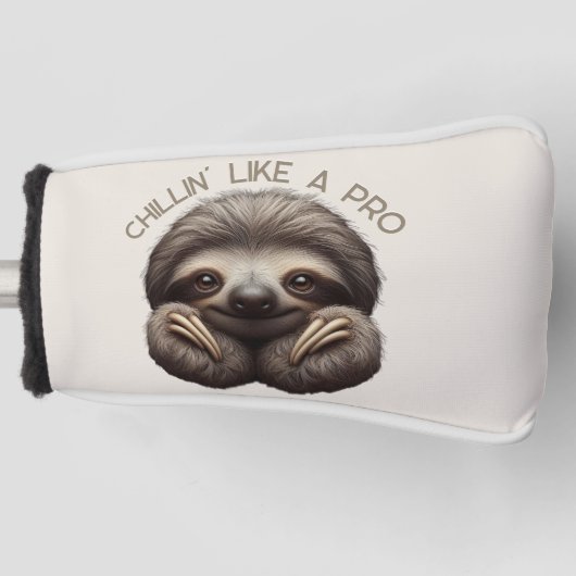Schattigee luiaard chillin als een pro golfheadcover (Voorkant)