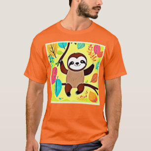 Schattigee luiaard die aan een boomtak hangt t-shirt