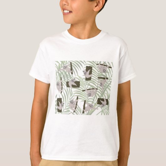 Schattigee luiaard dieren patroon in wild bos t-shirt (Voorkant)