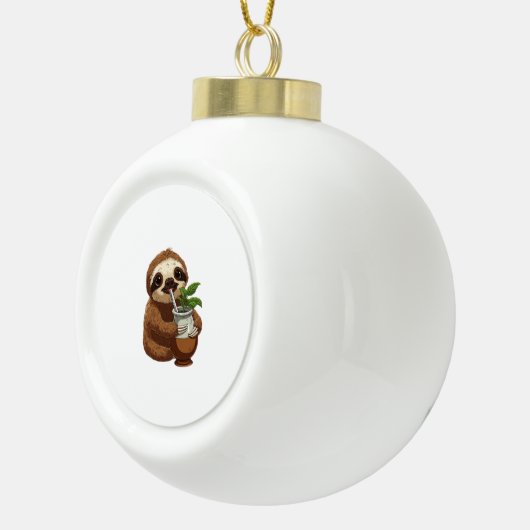 Schattigee luiaard Drink Yerba Mate - Schattige Ka Keramische Bal Ornament (Rechts)