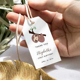 Schattigee Luiaard Eerste Verjaardag Custom Cadeaulabel