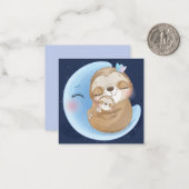 Schattigee luiaard en Baby Notitiekaartje (Voorkant / Achterkant in situ)