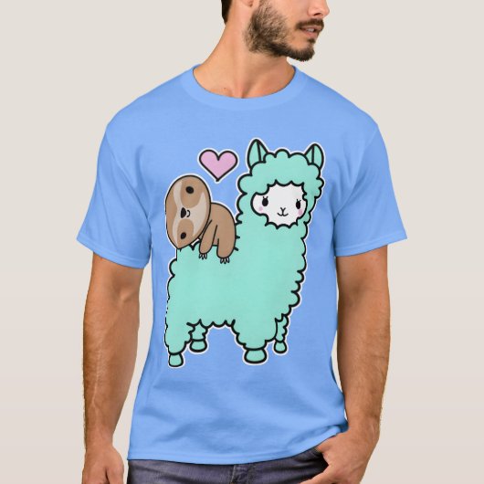 Schattigee luiaard en lama beste vrienden Kawaii K T-shirt (Voorkant)