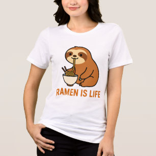 Schattigee Luiaard Eten Ramen - Funny Noodle Lover Tri-Blend Shirt