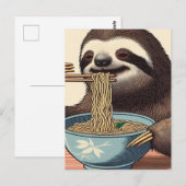 Schattigee luiaard eten Ramen Woodblock Print Briefkaart (Voorkant / Achterkant)