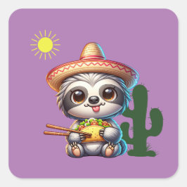 Schattigee luiaard eten Taco Vierkante Sticker