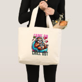 Schattigee Luiaard Gamer Met Hoofdtelefoon En Cont Grote Tote Bag (Voorkant (product))