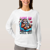 Schattigee Luiaard Gamer Met Hoofdtelefoon En Cont T-shirt (Voorkant)