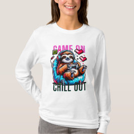 Schattigee Luiaard Gamer Met Hoofdtelefoon En Cont T-shirt
