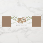 Schattigee luiaard gepersonaliseerd meisje verjaar waterfles etiket (Enkel label)