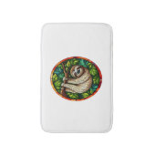 Schattigee Luiaard Glas in lood Ornament Badmat (Voorkant Verticaal)