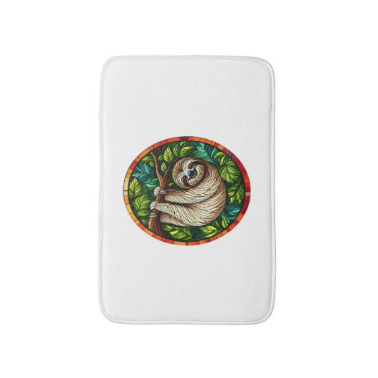 Schattigee Luiaard Glas in lood Ornament Badmat (Voorkant Verticaal)