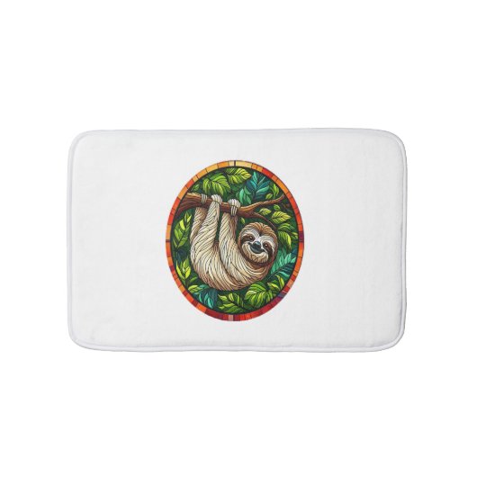 Schattigee Luiaard Glas in lood Ornament Badmat (Voorkant)