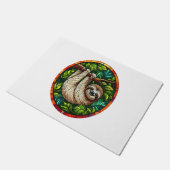 Schattigee Luiaard Glas in lood Ornament Deurmat (Schuin)