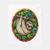 Schattigee Luiaard Glas in lood Ornament Fleece Deken (Voorkant)