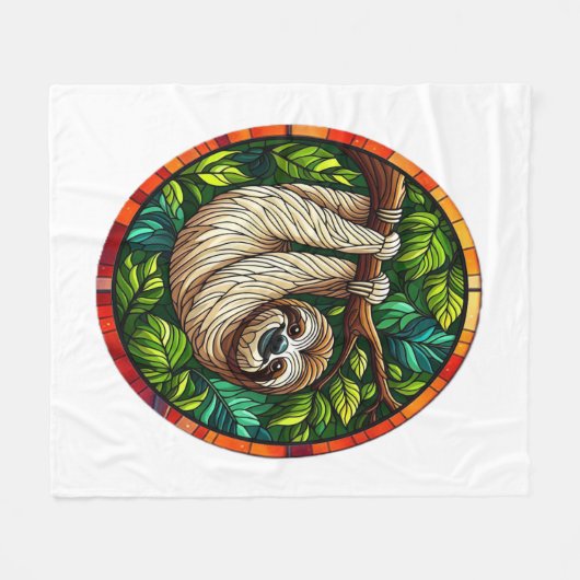 Schattigee Luiaard Glas in lood Ornament Fleece Deken (Voorkant (Horizontaal))