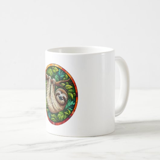 Schattigee Luiaard Glas in lood Ornament Koffiemok (Voorkant rechts)