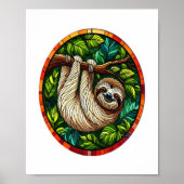 Schattigee Luiaard Glas in lood Ornament Poster (Voorkant)