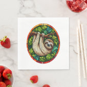 Schattigee Luiaard Glas in lood Ornament Servet (Insitu)