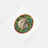 Schattigee Luiaard Glas in lood Ornament Servet (Hoek)